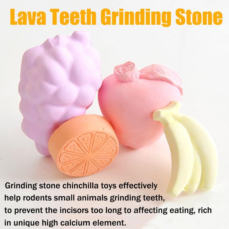 Hamiledyi 5 Pcs Chinchilla Lava Blocks Fruit Shaped Rabbit Chew Toys Bunny Lava Teeth Grinding Square Stone Small Animal Mineral Calcium Stone for Hamsters Rabbit Chinchillas Squirrel Mouse Rat Parrot - Image 3